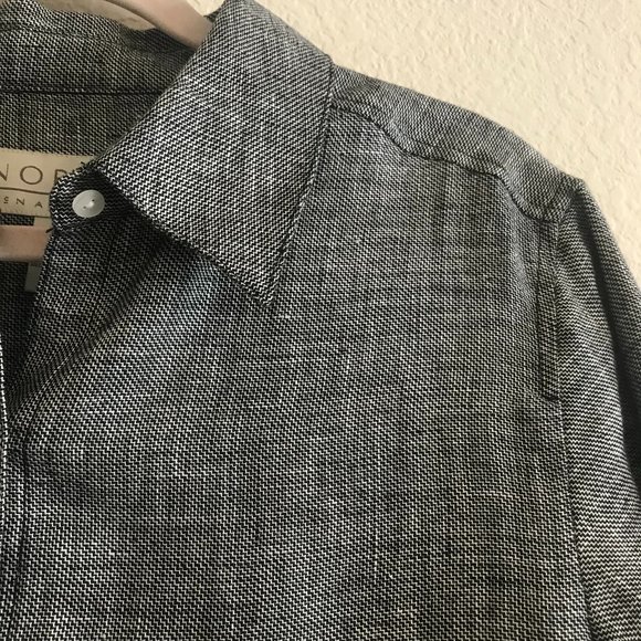 Norton McNaughton 100% Linen Black White Textured Blouse - Picture 4 of 6